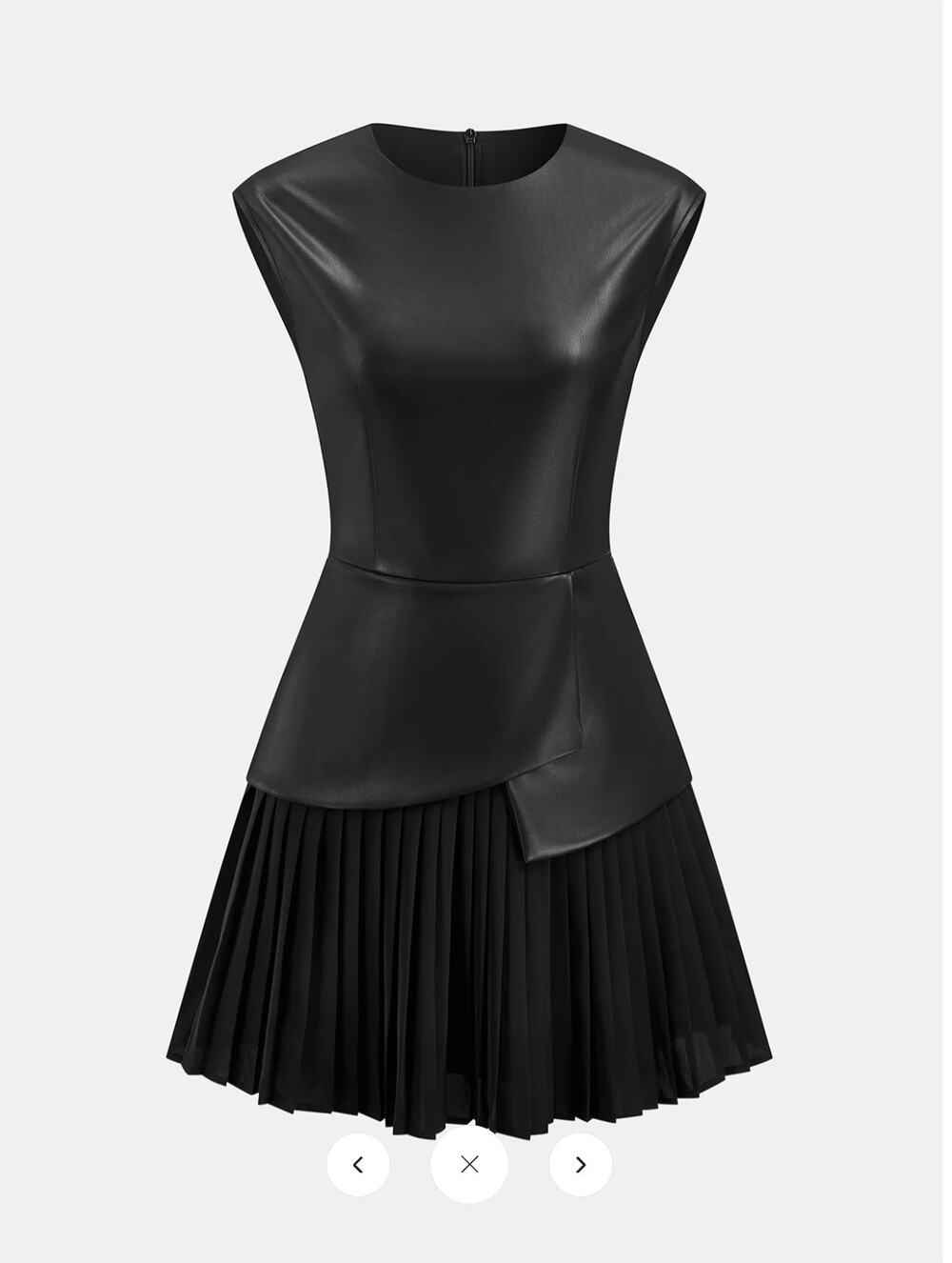 NWT Commense Pleated Panel Sleeveless PU Leather Dress Sz S